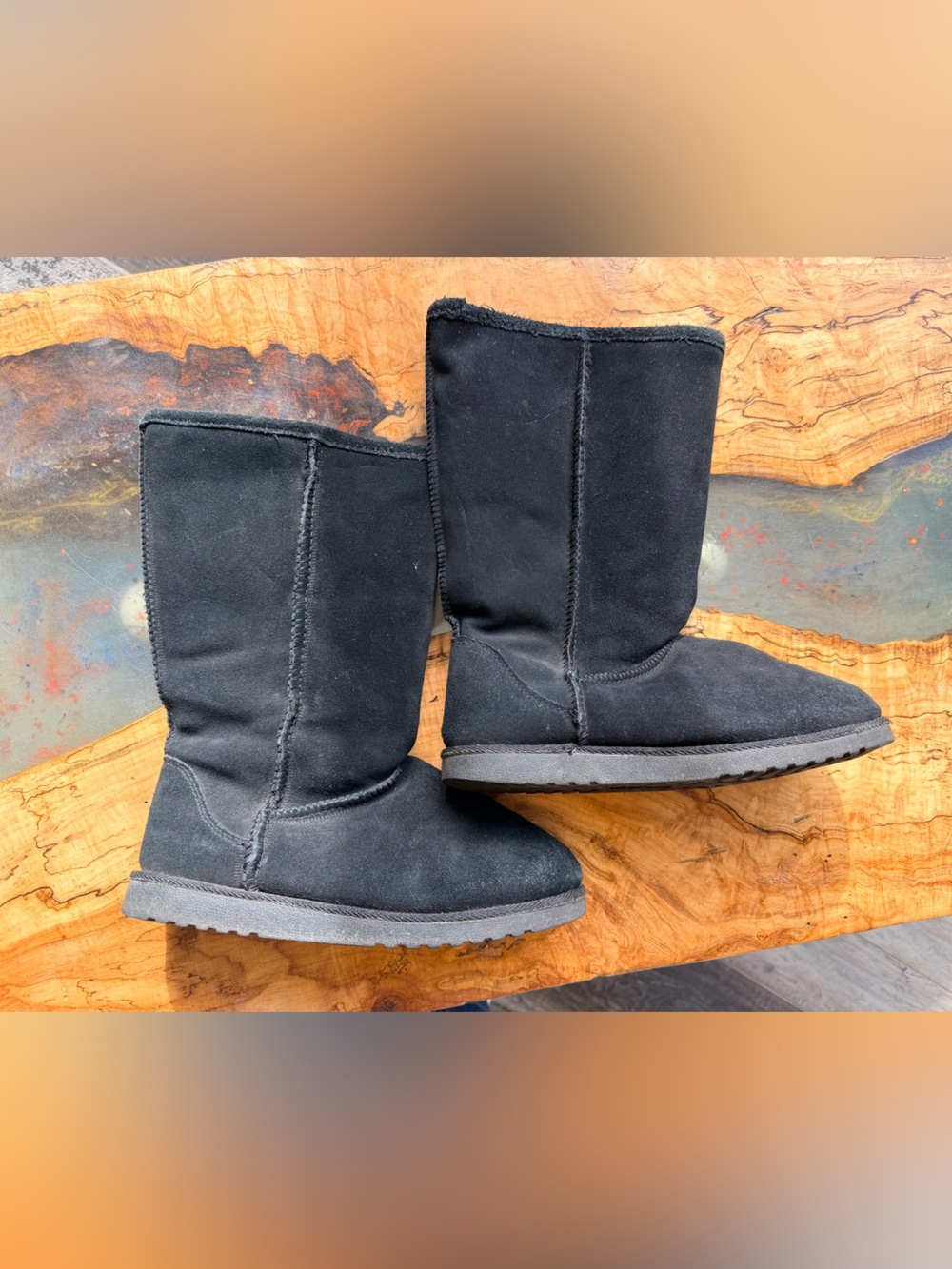 Xhilaration Black Winter Boots Women’s Size 9 Fleece Lined Mid Calf Cozy Boots